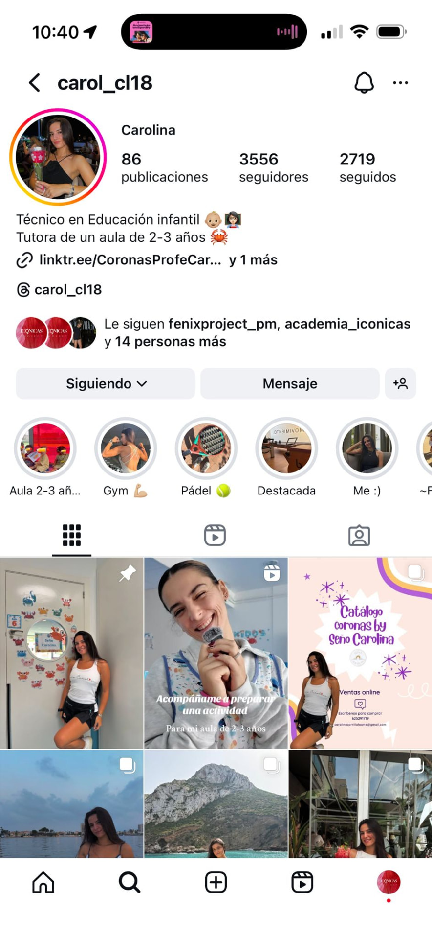 Perfil de Carolina antes del Método CIMA